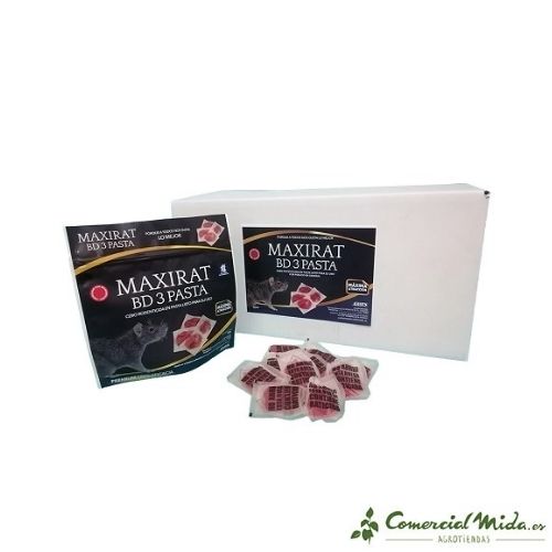 Raticida Maxirat BD-3 cebo en pasta fresca. Caja de 24 bolsas de 150 gr.