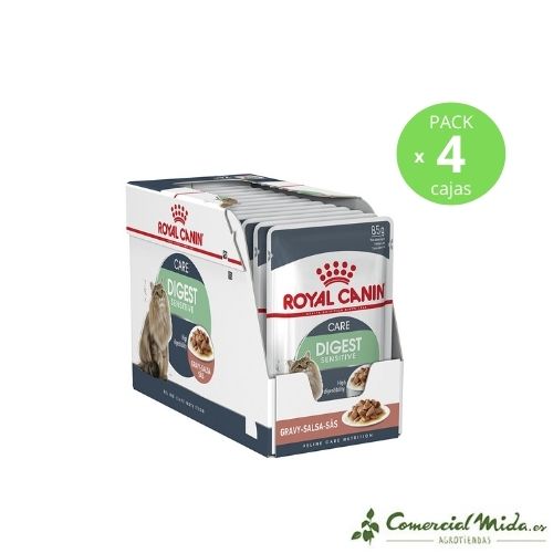 4 cajas de salsa Royal Canin Digest Sensitive - 12x85gr/Unidad