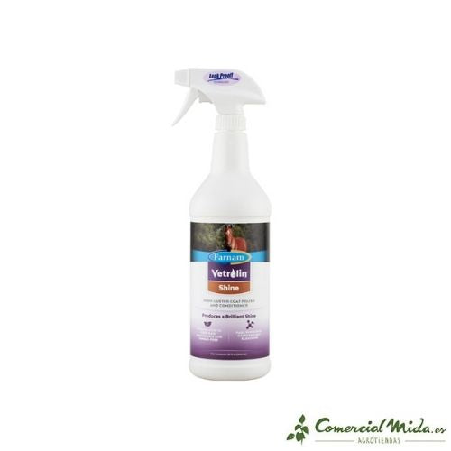 Spray acondicionadora, abrillantadora y desenredante para perros y caballos Vetrolin Shine 946 ml de Vetnova